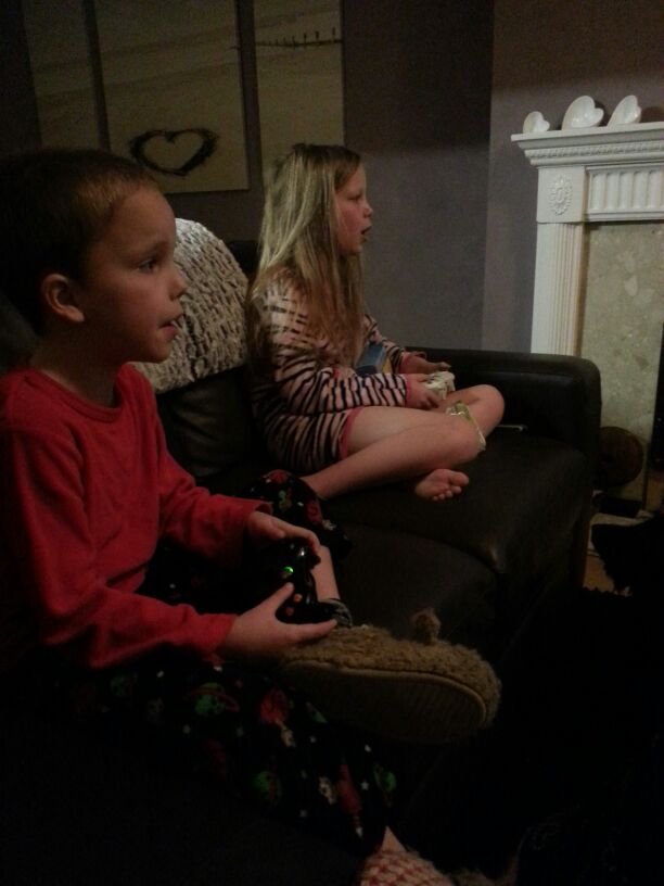 Mia and Luke, gaming at their&nbsp;mums