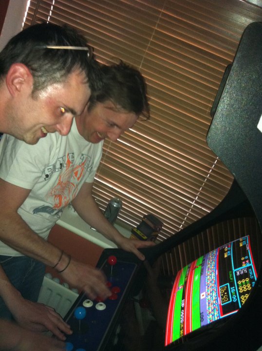 I show Ian how to play Track & Field