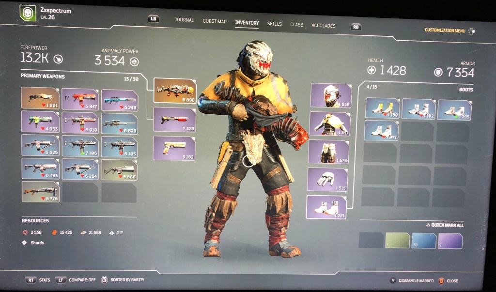 Outriders, coop session with Plumer. Had a legendary&nbsp;drop